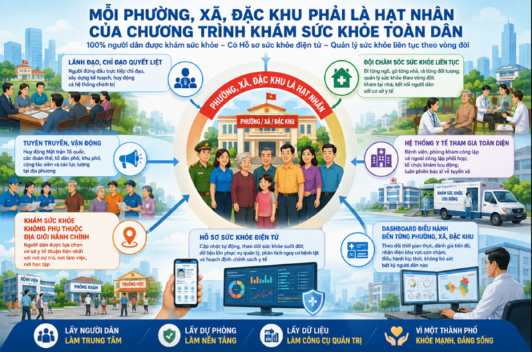 TP. Hồ Chí Minh: Tăng tốc khám sức khỏe toàn dân – Mỗi xã, phường, đặc khu phải trở thành hạt nhân của Chương trình